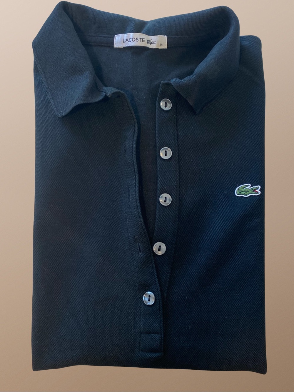 Lacoste Black Polo with Green Crocodile Patch